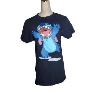 Disney Black T-Shirt with Stitch Character Design Sz S